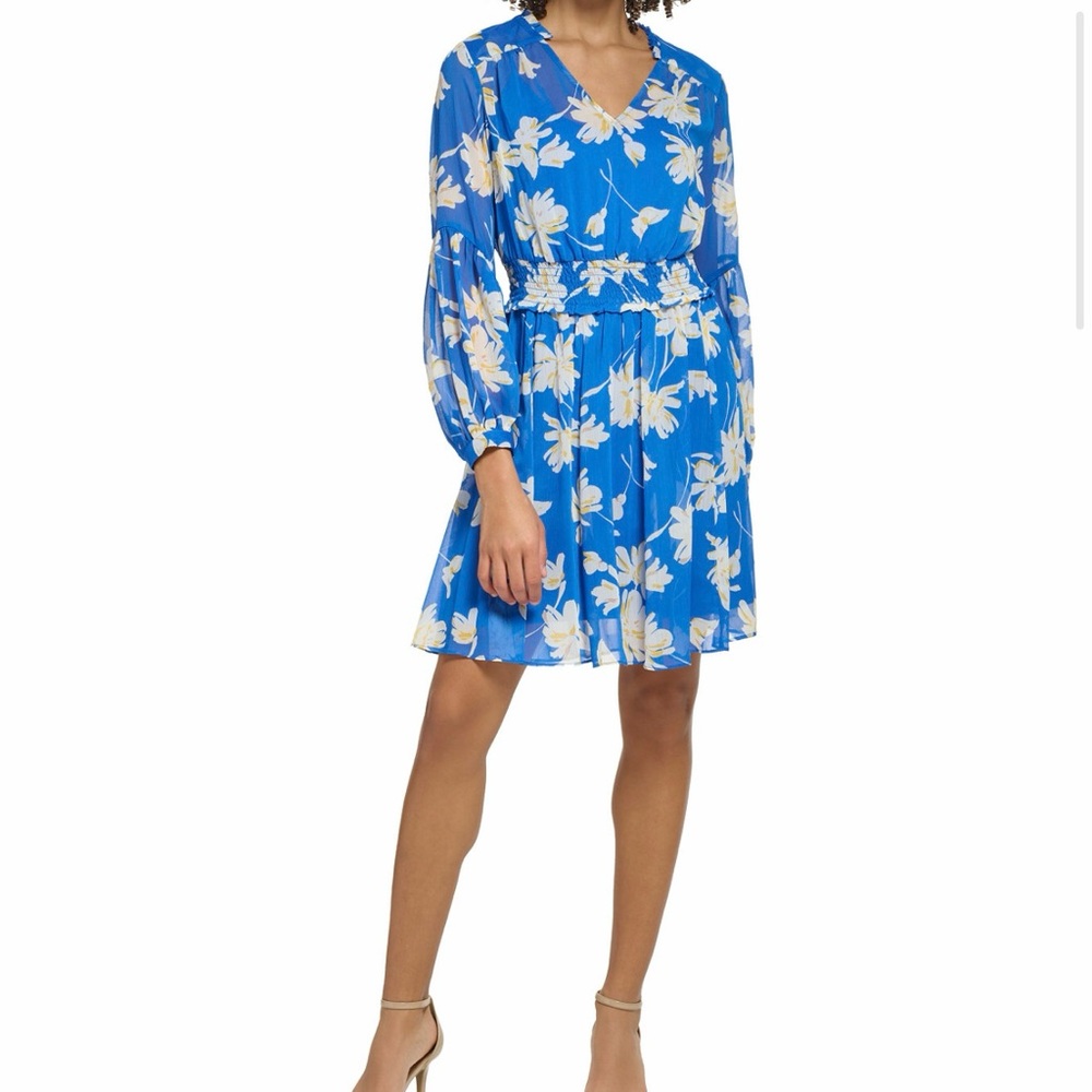 Tommy Hilfiger floral long sleeve blue dress